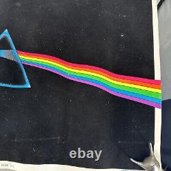 Vintage 1992 Pink Floyd Dark Side of the 839 Flocked Black Light 34 x 23 Poster