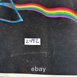 Vintage 1992 Pink Floyd Dark Side of the 839 Flocked Black Light 34 x 23 Poster