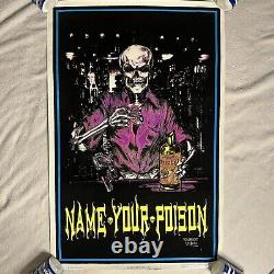 Vintage 1994 Fashion Victim Name Your Poison Black Light Poster 22.5x35 Felt