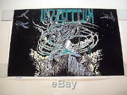 Vintage 1994 Led Zeppelin Black Light Poster Sorcerer 23 X 35 Flocked Velvet