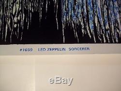 Vintage 1994 Led Zeppelin Black Light Poster Sorcerer 23 X 35 Flocked Velvet