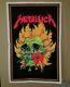 Vintage 1995 Metallica Neon Felt Blacklight Poster 23x35 Burning Flowers