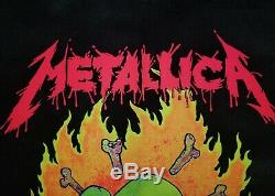 Vintage 1995 METALLICA NEON FELT Blacklight Poster 23x35 BURNING FLOWERS