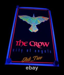 Vintage 1996 The Crow City Of Angels 90's Flocked Blacklight 23x35 Poster USA