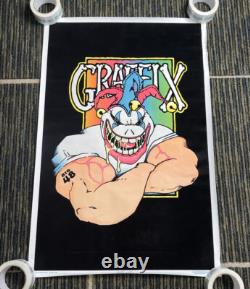 Vintage 1997 Graffix Boxer Jester Big 48 Flocked Blacklight 23x25 Poster USA