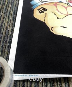 Vintage 1997 Graffix Boxer Jester Big 48 Flocked Blacklight 23x25 Poster USA