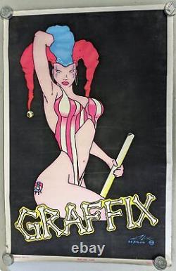 Vintage 1997 Mary Jane 4402 Graffix Dragon 94 Flocked Black Light 34x23 Poster