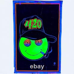 Vintage 420 Smoking Joint Weed Marijuana Cannabis Blacklight Poster 1997 Pot