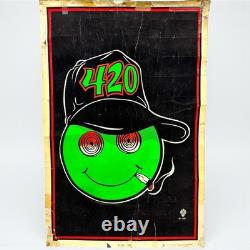 Vintage 420 Smoking Joint Weed Marijuana Cannabis Blacklight Poster 1997 Pot