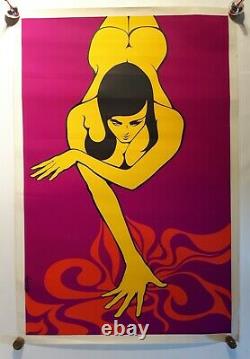 Vintage 60's Black Light poster Nude Figure by Fleury