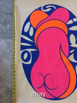 Vintage 60's Blacklight Poster Love Is Here By Jasper D'Ambrosi Rare Find EUC
