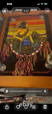 Vintage 70 Black Light Poster Psychedelic New Old Stock Tribal Indian Art USA