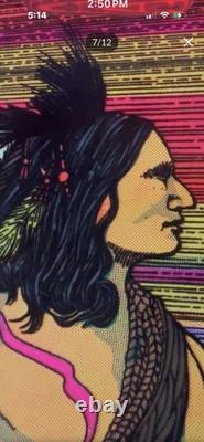 Vintage 70 Black Light Poster Psychedelic New Old Stock Tribal Indian Art USA