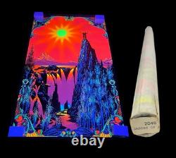 Vintage 70's Flocked Black Light USA Poster Garden of Eden 23x 35 NEW