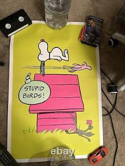 Vintage 70's Snoopy, Peanuts, Stupid Birds, Black Light Poster