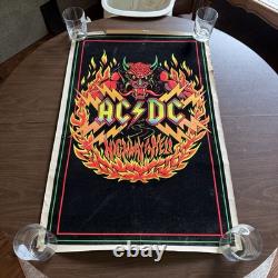 Vintage 70s/80s RARE AC/DC Highway To Hell USED Felt Black Light Poster