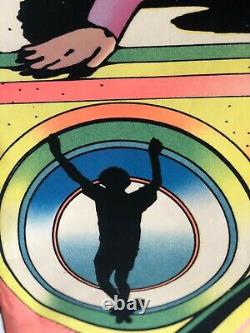 Vintage 70s Felt Psychedelic Black Light Poster Skateboarding