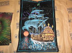 Vintage 70s Moonship Black light Poster velvet LOOK