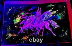 Vintage 70s Pegasus Winger Horses BLACKLIGHT Poster