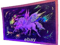 Vintage 70s Pegasus Winger Horses BLACKLIGHT Poster