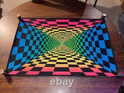 Vintage 70s Rare Black Light Poster OP TUNNEL Psychedelic World 33.5 x 22