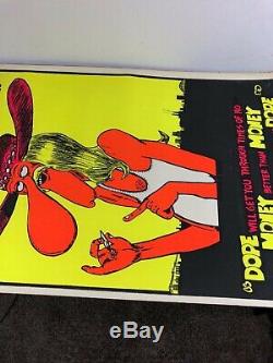 Vintage 70s Weed Black Light Poster Dope Will Get You Through Times Money (Rare)