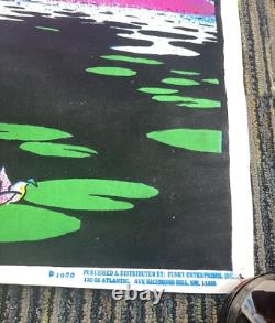 Vintage 80's Unicorn In Paradise Funky 22.5x34 Flocked Blacklight Poster USA