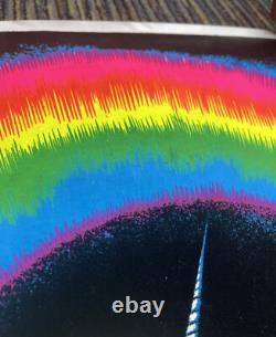 Vintage 80's Unicorn In Paradise Funky 22.5x34 Flocked Blacklight Poster USA