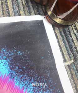 Vintage 80's Unicorn In Paradise Funky 22.5x34 Flocked Blacklight Poster USA