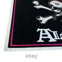Vintage 90's Alchemy Skull Bones Roses 35x23 Blacklight 1994 Poster Original