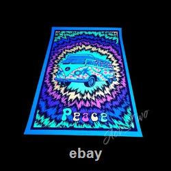 Vintage 90's Peace Bus 23x35 Tie-Dye Blacklight 1997 Poster Original
