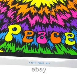 Vintage 90's Peace Bus 23x35 Tie-Dye Blacklight 1997 Poster Original
