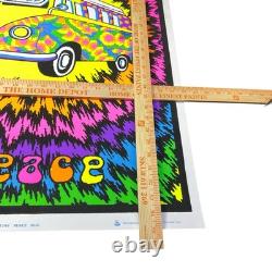 Vintage 90's Peace Bus 23x35 Tie-Dye Blacklight 1997 Poster Original