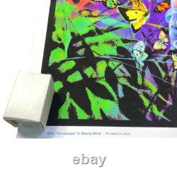 Vintage 90's Revelation 23x35 Fairy Butterflies Flocked Blacklight Poster 1999