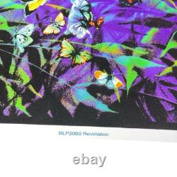 Vintage 90's Revelation 23x35 Fairy Butterflies Flocked Blacklight Poster 1999