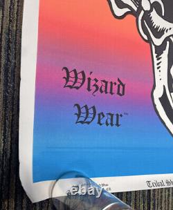 Vintage 90's Wizard Wear RARE 1996 Tribal Skull Blacklight Poster 23x35 USA