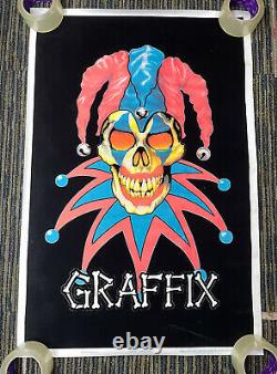 Vintage 90s RARE Graffix AIR JESTER Flocked Blacklight Poster Made In USA 1997