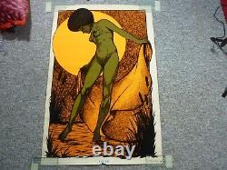 Vintage African American Sister Woman Bikini Blacklight Poster Psychedelic 70s