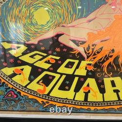 Vintage Age of Aquarius Blacklight Poster 1970s Psychedelic HIP Products