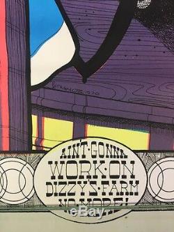 Vintage Ain't Gonna Work On Dizzys Farm No More Blacklight Poster RARE 23x35