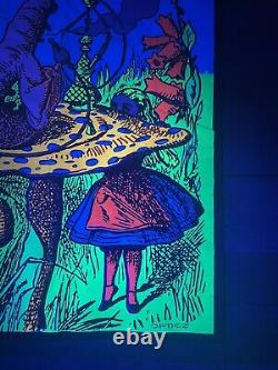 Vintage Alice & Wonderland Blacklight Canvas 27x 22 Opticz Tapestry Poster
