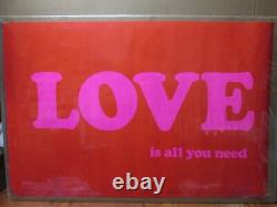 Vintage All you need is LOVE black light Poster 1970's 19621