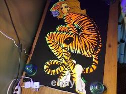 Vintage BLACK LITE POSTER TIGER LADY signed 24 x 36 rare GREAT COLOR. MINT