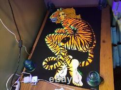 Vintage BLACK LITE POSTER TIGER LADY signed 24 x 36 rare GREAT COLOR. MINT