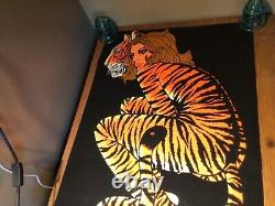 Vintage BLACK LITE POSTER TIGER LADY signed 24 x 36 rare GREAT COLOR. MINT