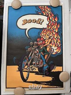 Vintage Barry Lynn Hanson HOT n NASTY Blacklight Psychedelic Chopper Poster 1972