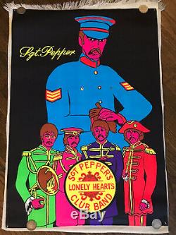Vintage Beatles Black Light Poster Sgt Peppers Lonely Hearts Club Band 1969
