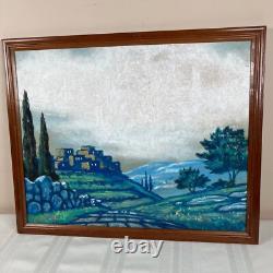 Vintage Black Light Jesus Christ On Donkey City Scape Picture 17 x 21