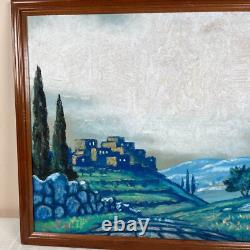 Vintage Black Light Jesus Christ On Donkey City Scape Picture 17 x 21