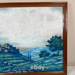 Vintage Black Light Jesus Christ On Donkey City Scape Picture 17 x 21